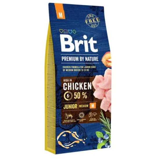 Brit Premium Junior M (Брит Премиум) - щенки средних пород, с курицей