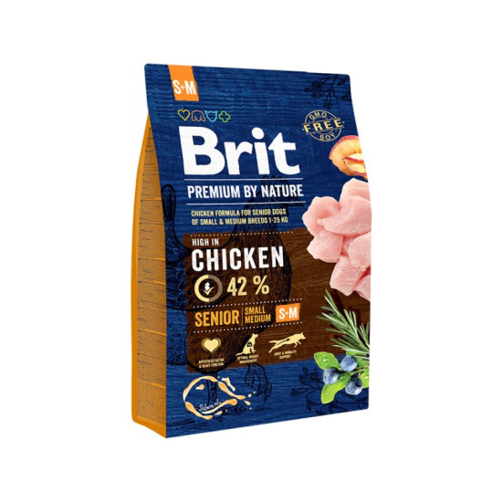 Brit Premium Senior S+M - літні собаки дрібних та середніх порід, з куркою