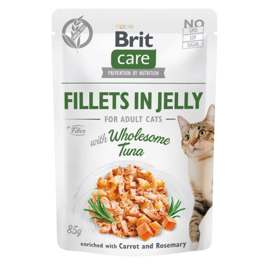Brit Care Fillets (Брит Кеир) - консервированный корм для кошек, с тунцом, кусочки в желе