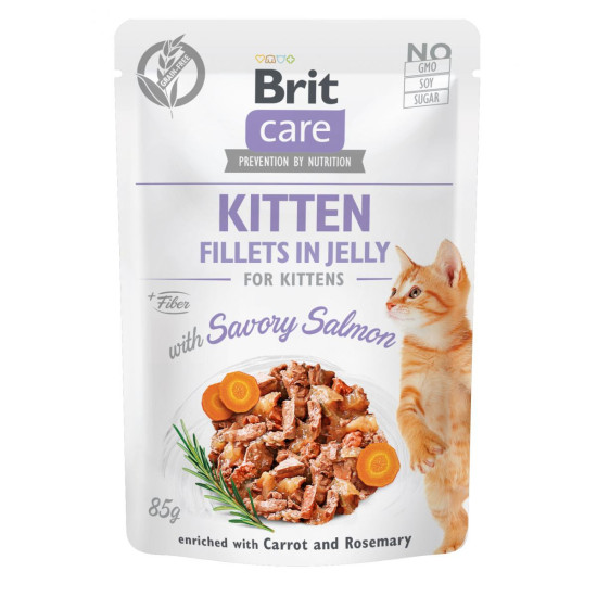 Brit Care Fillets (Брит Кеир) - консервированный корм для котят, с лососем, кусочки в желе