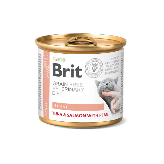 Brit Veterinary Diet Renal (Брит Ренал) - консервированная диета для кошек при заболеваниях почек, с тунцом и лососем