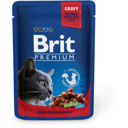 Brit Premium - консервований корм для котів, з яловичиною, шматочки в соусі