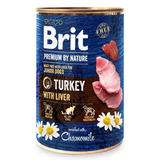 Brit Premium by Nature (Брит Премиум) - консервированный корм для щенков, с индейкой и печенью