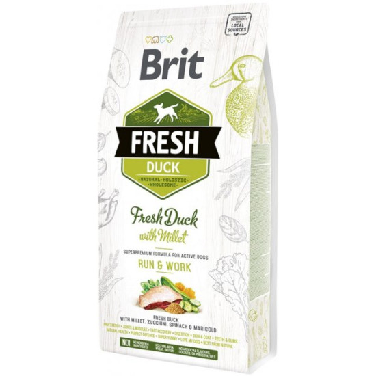 Brit Fresh Duck with Millet Adult Run & Work - дорослі активні собаки, з качкою
