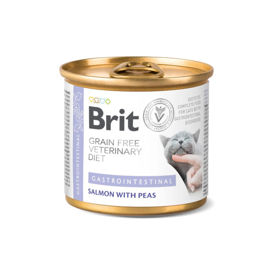 Brit Veterinary Diet Gastrointestinal - консервована дієта для котів при захворюваннях шлунково-кишкового тракту, з лососем