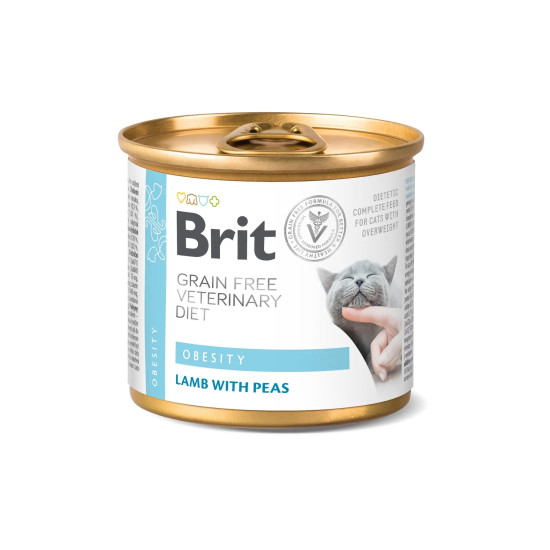 Brit Veterinary Diet Obesity (Брит Обесити) - консервированная диета для кошек при ожирении, с ягнёнком