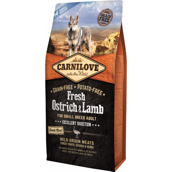 Carnilove Dog Fresh Small Breed - дорослі собаки дрібних порід, зі страусом та ягням
