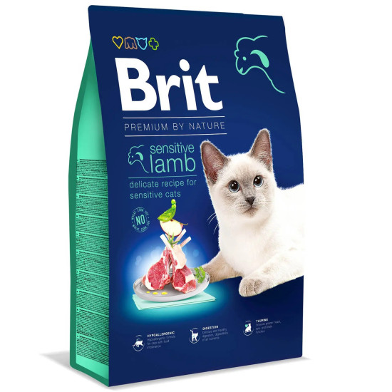 Brit Premium By Nature Cat Sensitive (Брит Премиум) - взрослые кошки с чувствительным пищеварением, с ягнёнком