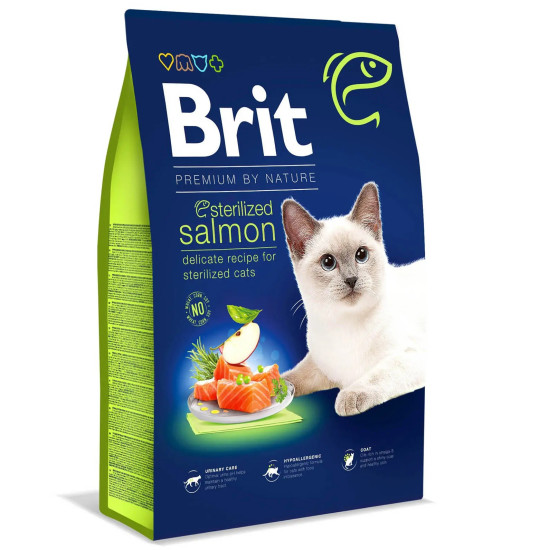 Brit Premium By Nature Cat Sterilised Salmon (Брит Премиум) - стерилизованные кошки, с лососем