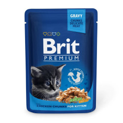 Brit Premium - консервований корм для кошенят, з куркою, шматочки в соусі