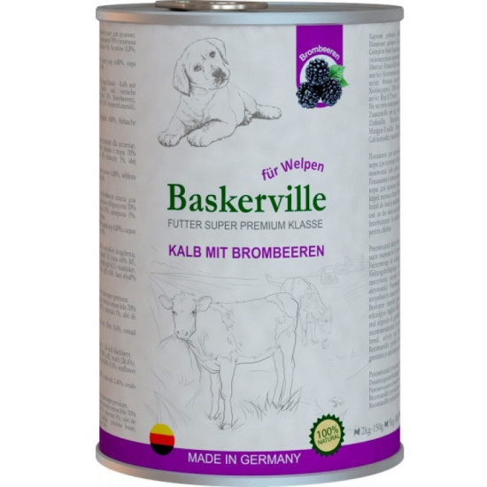 Baskerville (Баскервиль) - консервированный корм для щенков, с телятиной и ежевикой